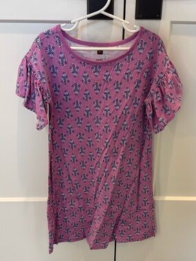 Tea Collection Girls’ Purple Floral Casual Girls’ Dress, Size 7